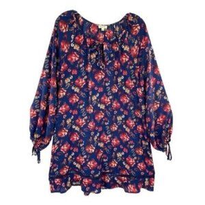 Lily White Floral Peasant Boho Tunic Dress